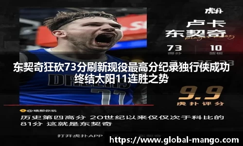 东契奇狂砍73分刷新现役最高分纪录独行侠成功终结太阳11连胜之势